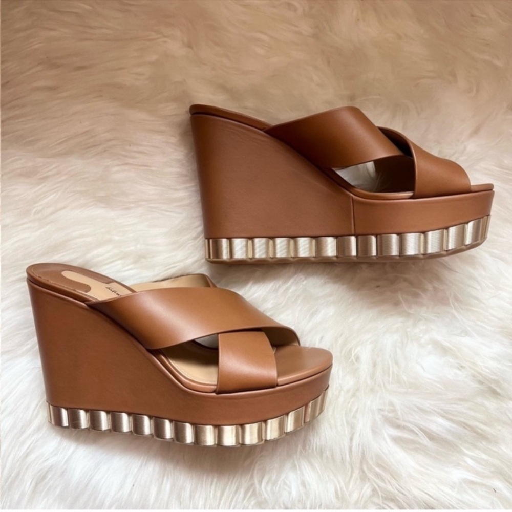 New! Salvatore Ferragamo Nicosia Wedge Platform Sandals in Brown Leather - Picture 11 of 14